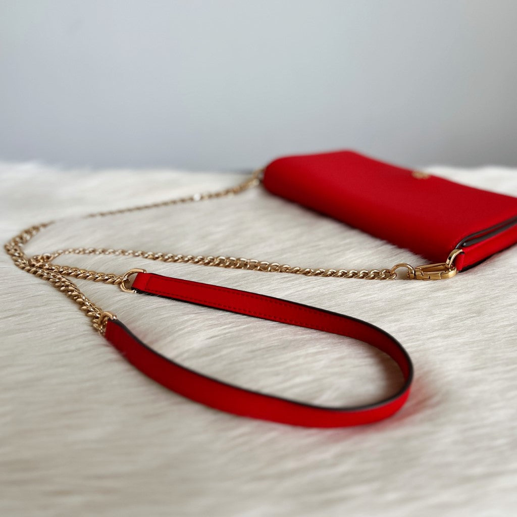 Tory Burch Red Leather Small Crossbody Shoulder Bag Excellent