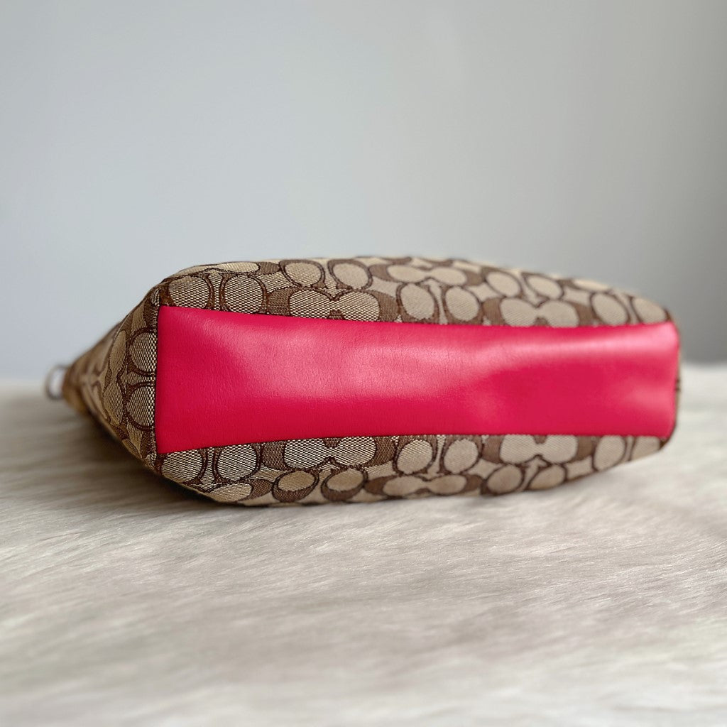 Coach Pink Leather Monogram 2 Way Shoulder Bag