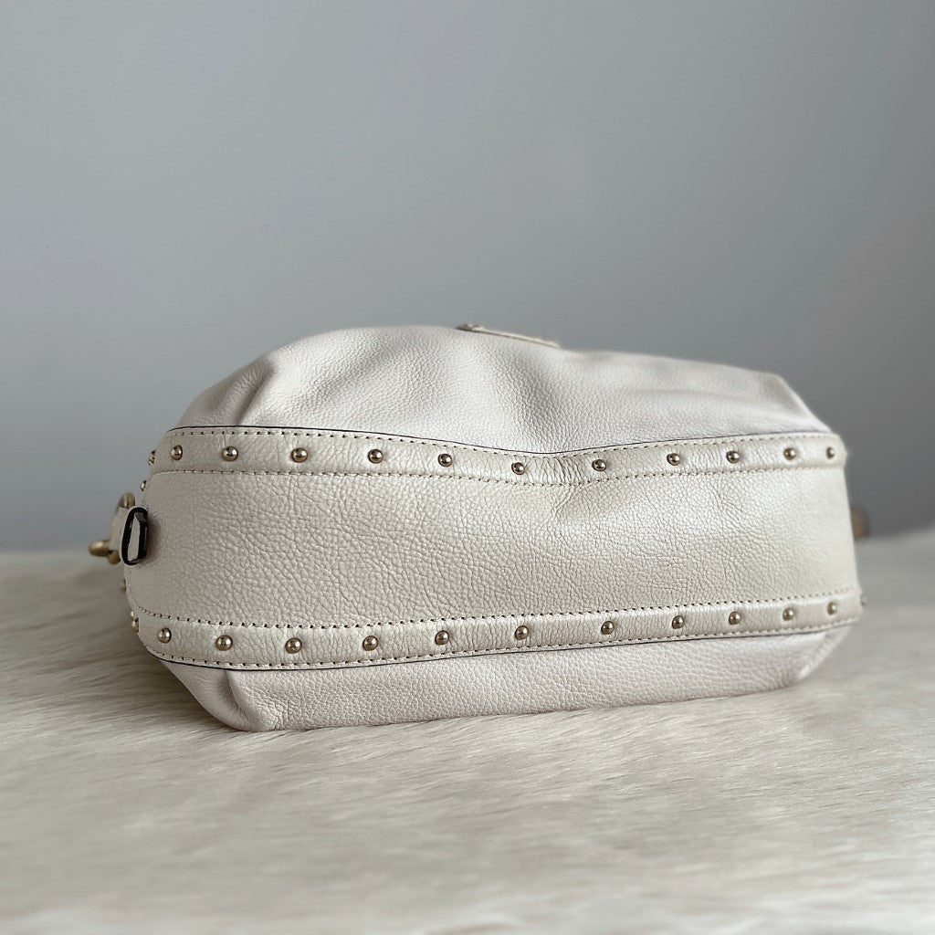 Michael Kors Creamy Leather Side Detail Slouchy Shoulder Bag