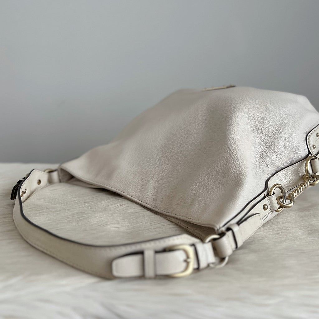 Michael Kors Creamy Leather Side Detail Slouchy Shoulder Bag