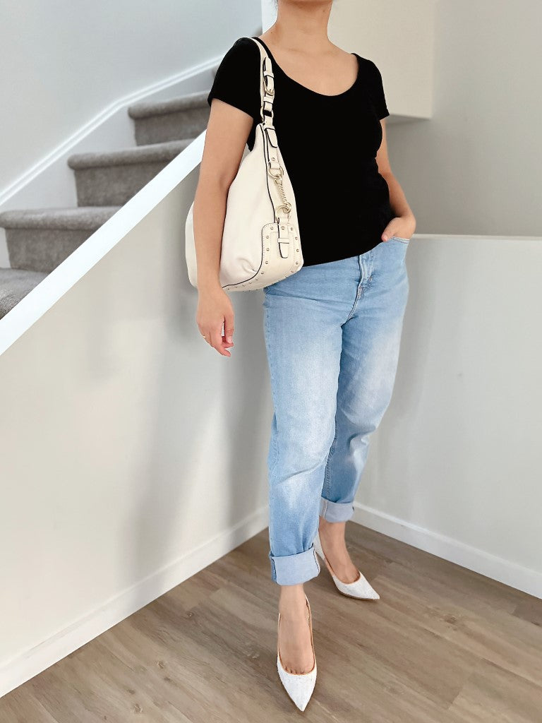 Michael Kors Creamy Leather Side Detail Slouchy Shoulder Bag