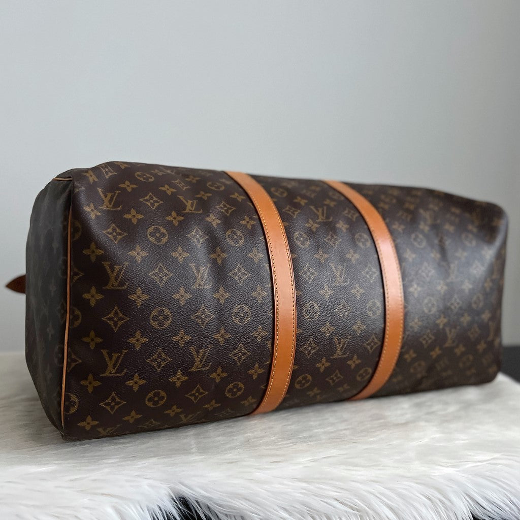 Louis Vuitton Signature Monogram Keepall 60 Travel Bag Full Set