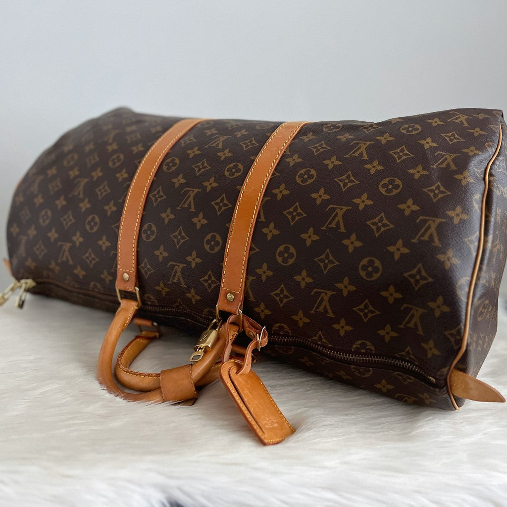 Louis Vuitton Signature Monogram Keepall 60 Travel Bag Full Set