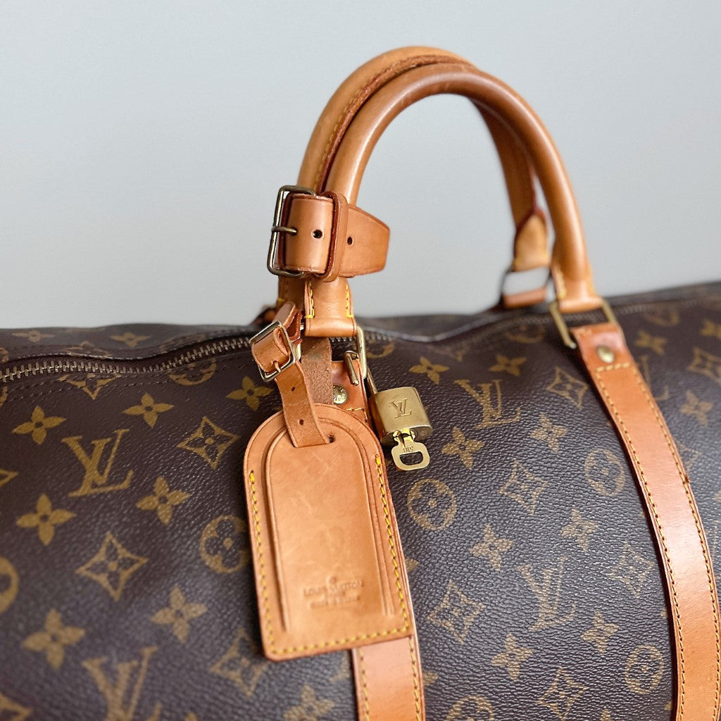 Louis Vuitton Signature Monogram Keepall 60 Travel Bag Full Set