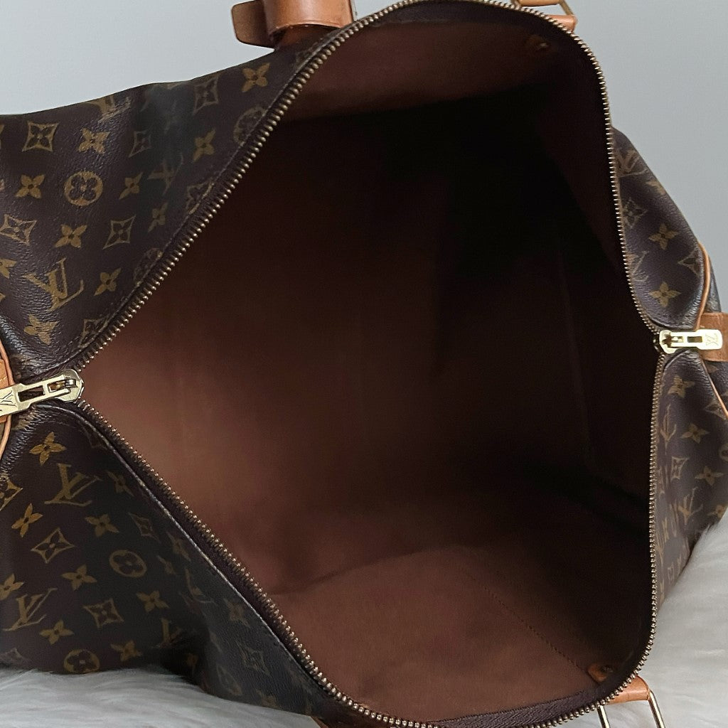 Louis Vuitton Signature Monogram Keepall 60 Travel Bag Full Set
