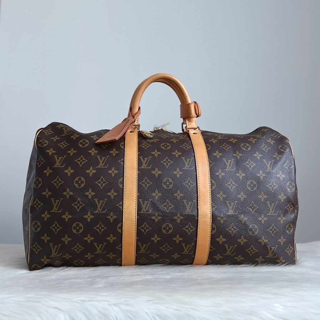Louis Vuitton Signature Monogram Keepall 50 Travel Bag Full Set