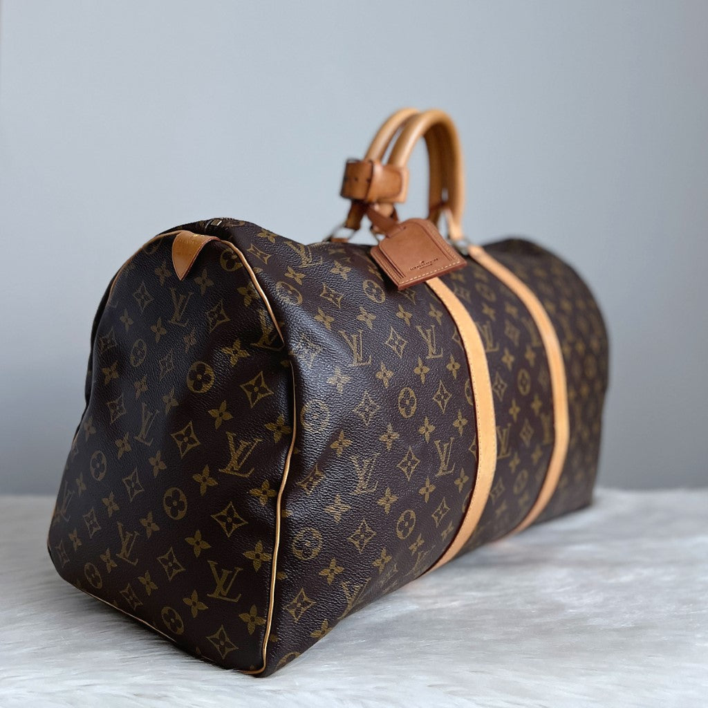 Louis Vuitton Signature Monogram Keepall 50 Travel Bag Full Set