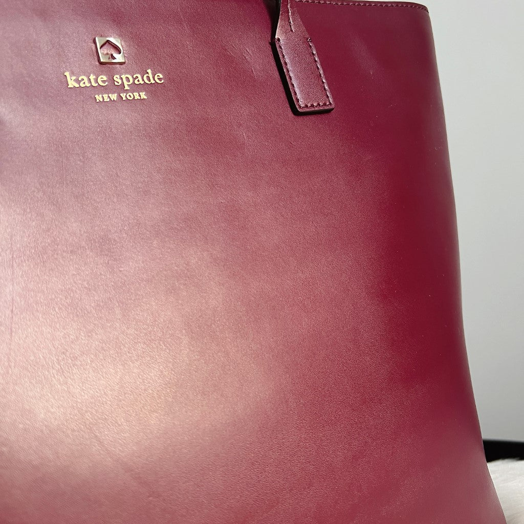 Kate Spade Bordeaux Leather Front Logo Shopper Shoulder Bag