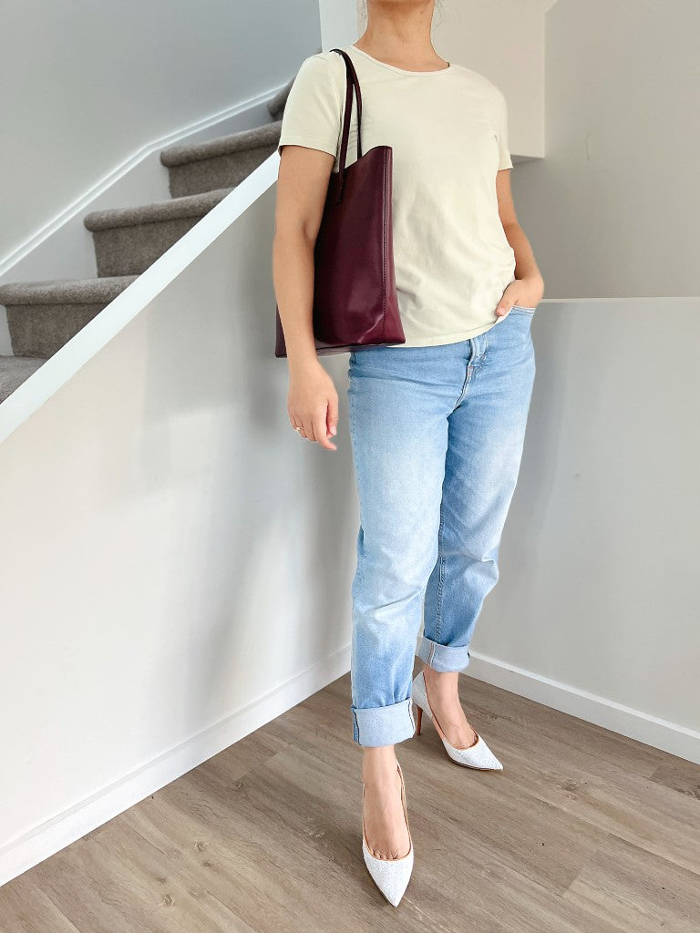 Kate Spade Bordeaux Leather Front Logo Shopper Shoulder Bag