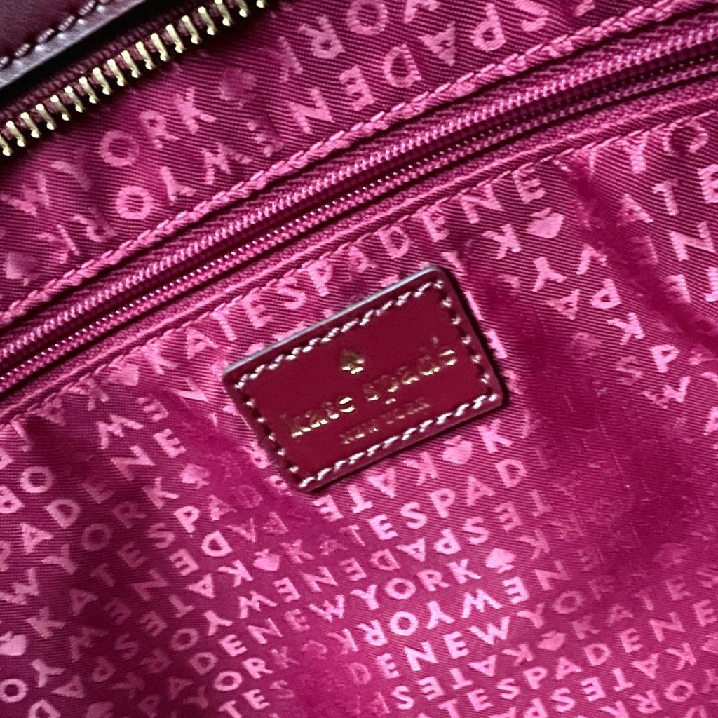 Kate Spade Bordeaux Leather Front Logo Shopper Shoulder Bag