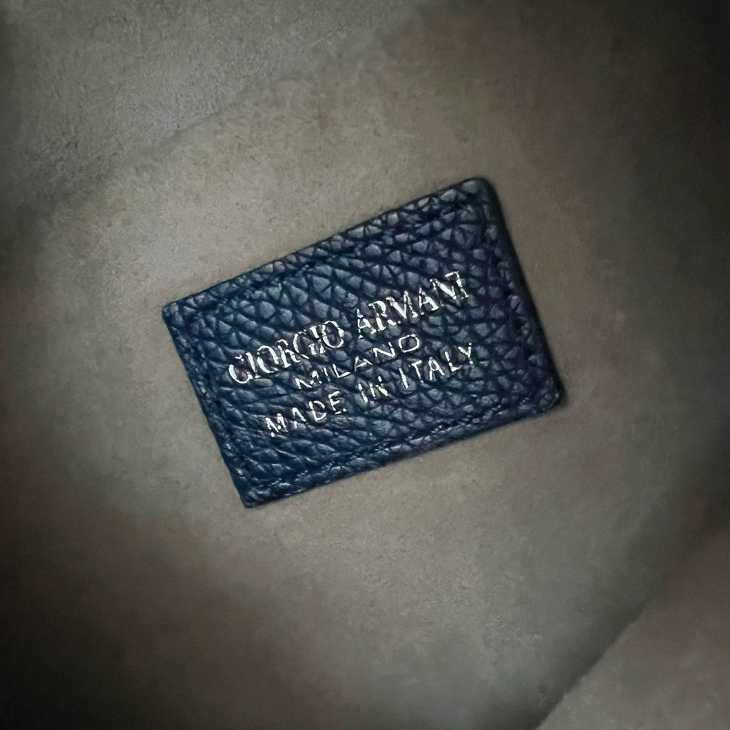 Giorgio Armani Navy Leather Double Zip Small Crossbody Shoulder Bag