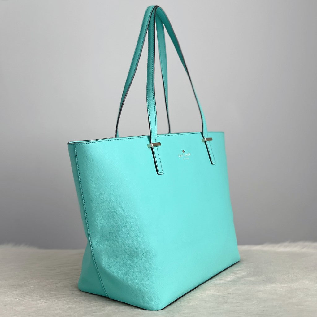Kate Spade Mint Leather Front Logo Shopper Shoulder Bag