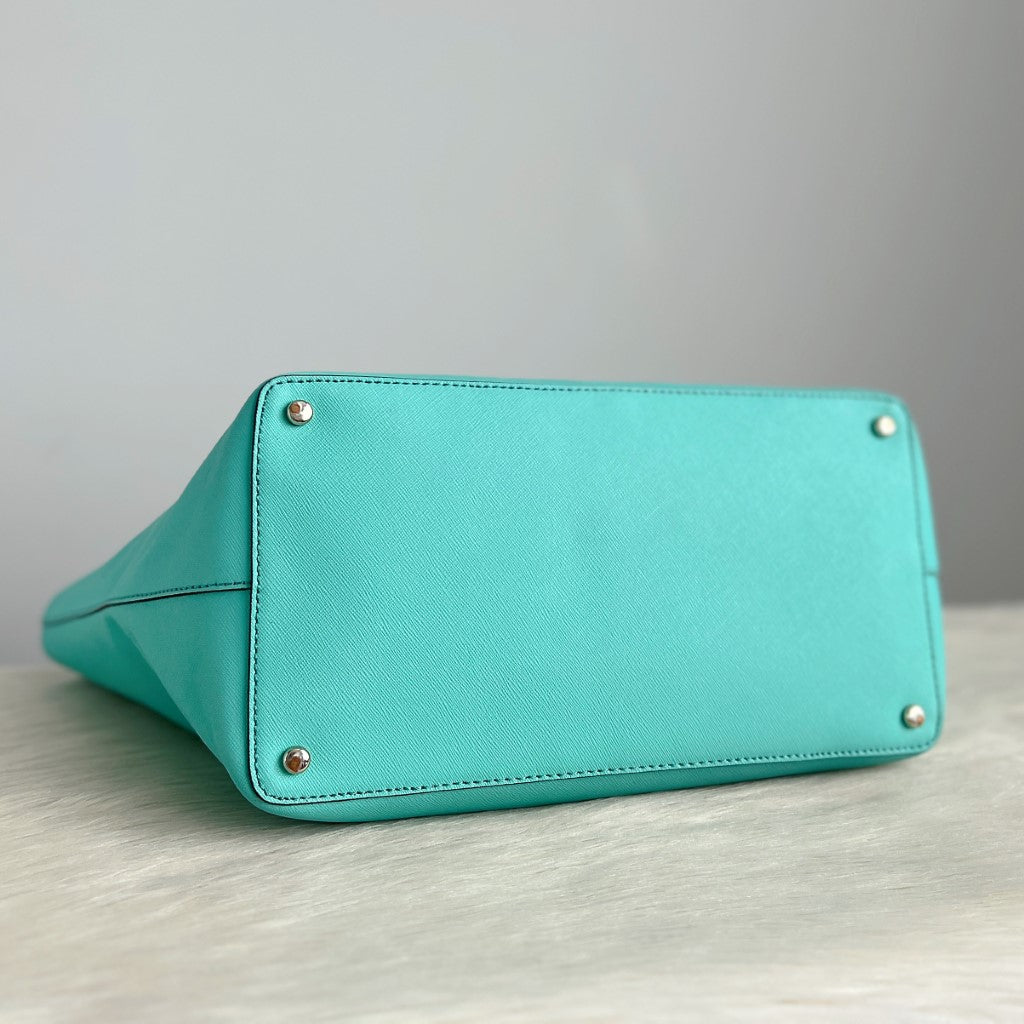 Kate Spade Mint Leather Front Logo Shopper Shoulder Bag
