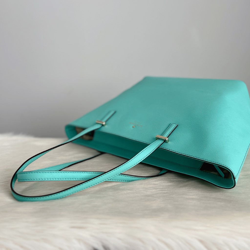 Kate Spade Mint Leather Front Logo Shopper Shoulder Bag