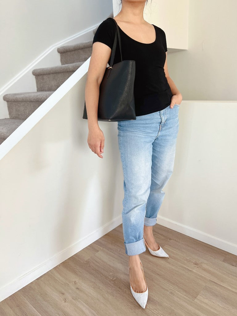 Kate Spade Black Leather Front Logo Shopper Shoulder Bag Excellent