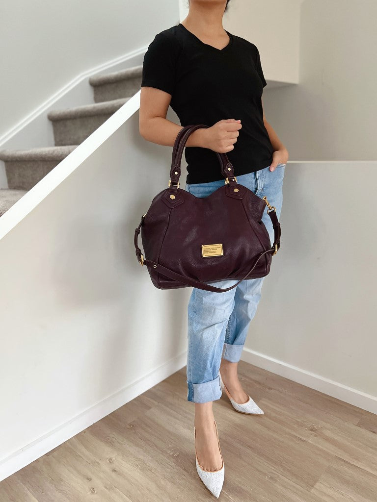 Marc Jacobs Plum Leather Front Logo 2 Way Shoulder Bag Excellent