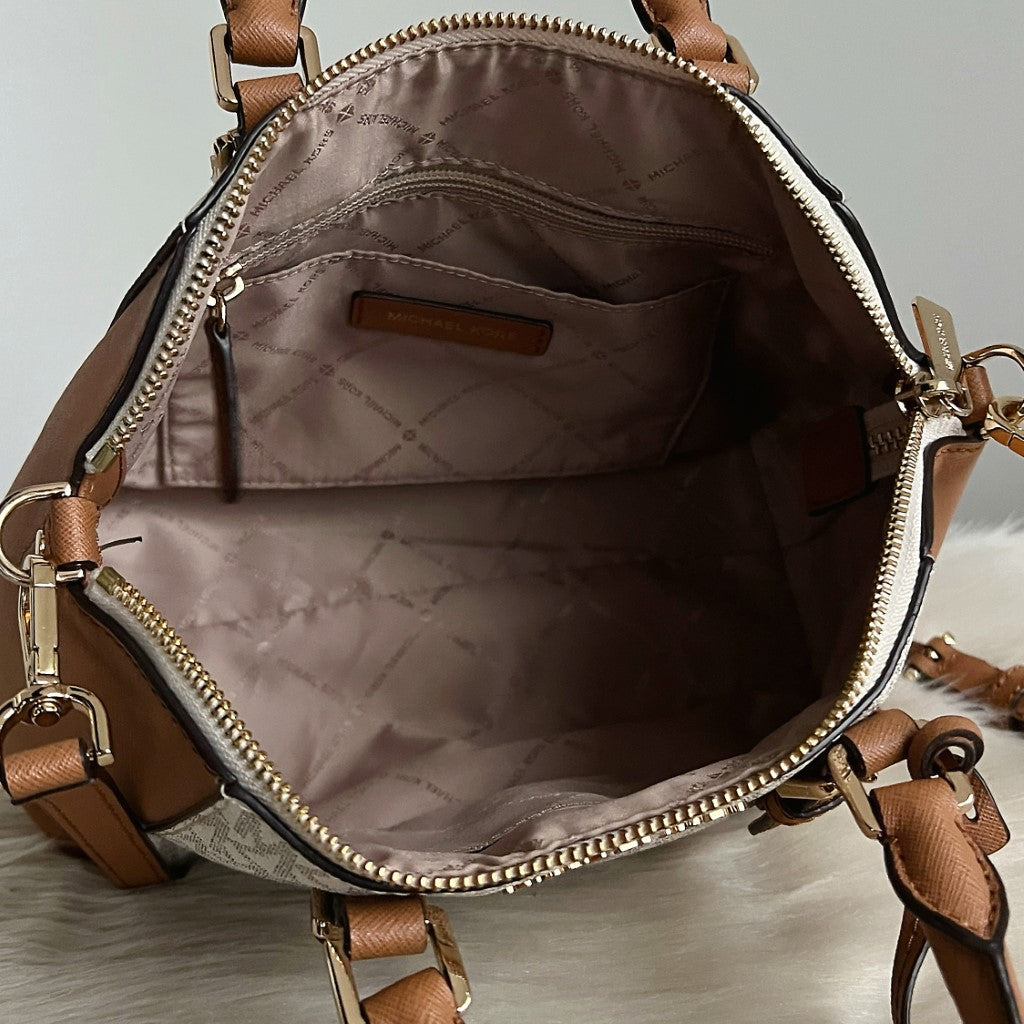 Michael Kors Leather MK Monogram Career 2 Way Shoulder Bag Excellent