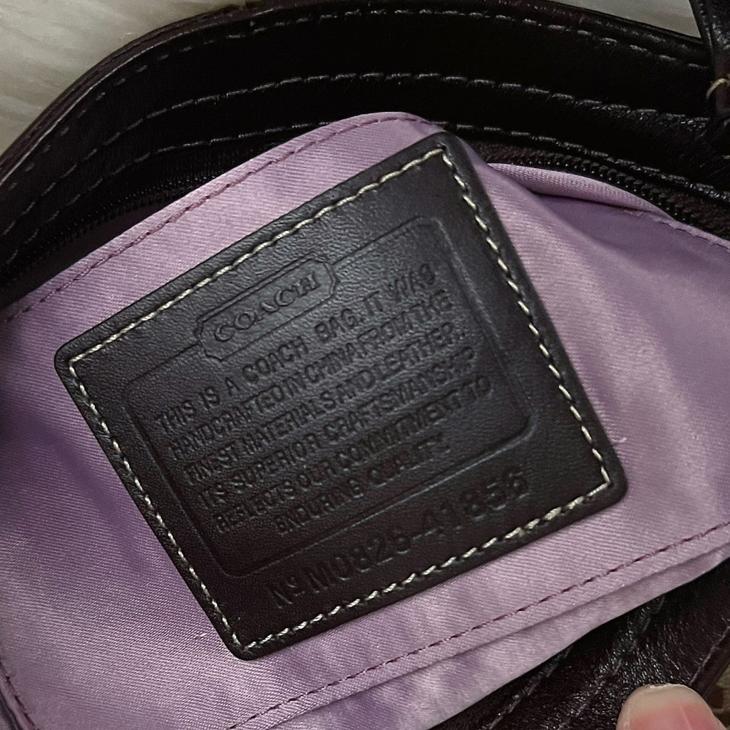 Coach Chocolate Leather Monogram Side Buckle Small Shoulder Bag