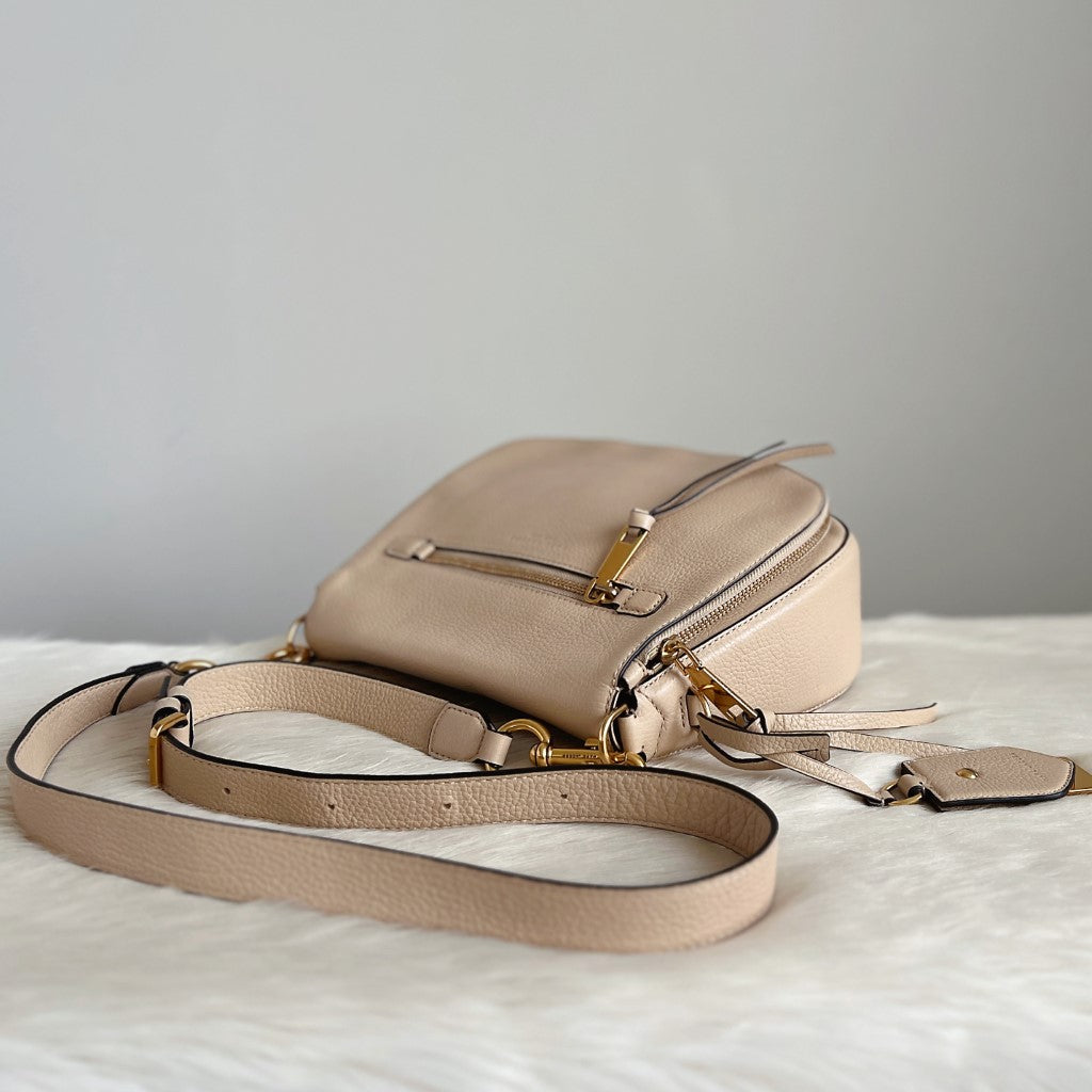Marc Jacobs Beige Leather Chunky Charm Crossbody Shoulder Bag Like New