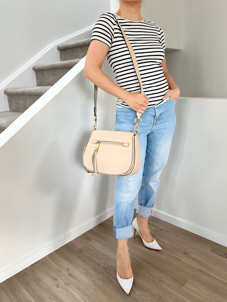Marc Jacobs Beige Leather Chunky Charm Crossbody Shoulder Bag Like New