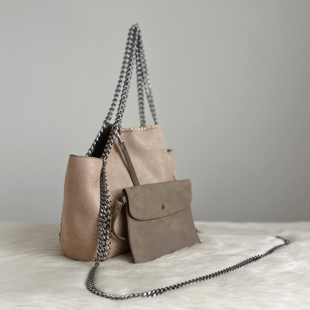 Stella Mccartney Two Tone Signature Falabella Shoulder Bag + Pouch Excellent