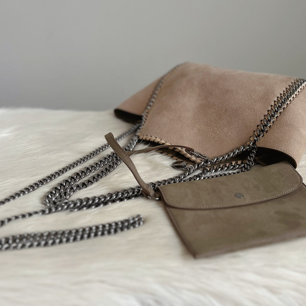 Stella Mccartney Two Tone Signature Falabella Shoulder Bag + Pouch Excellent