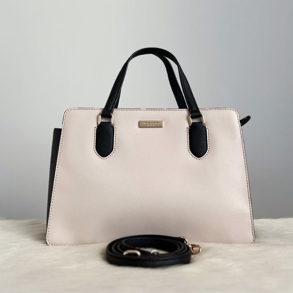 Kate Spade Two Tone Leather Triple Compartment 2 Way Shoulder Bag Excellent