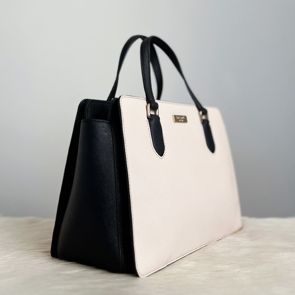 Kate Spade Two Tone Leather Triple Compartment 2 Way Shoulder Bag Excellent