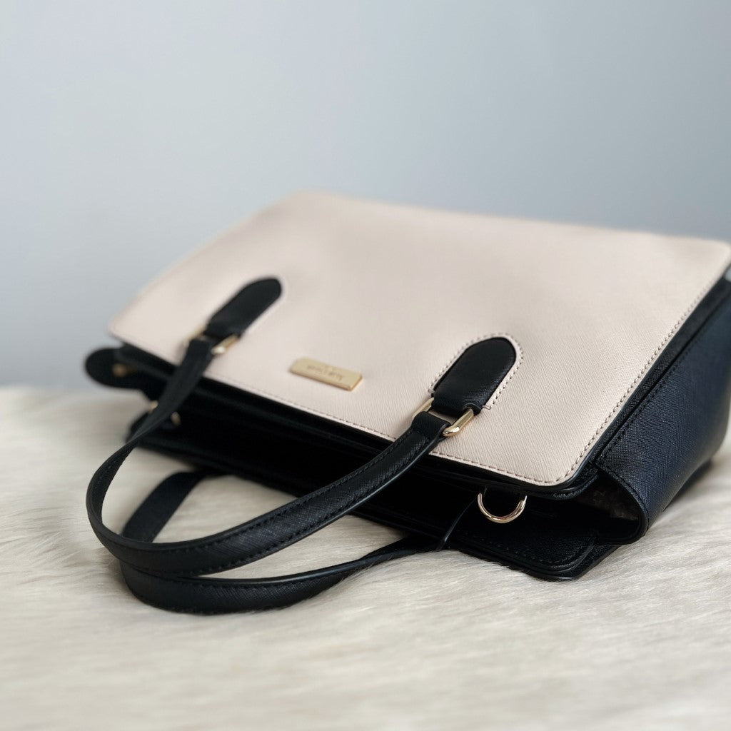 Kate Spade Two Tone Leather Triple Compartment 2 Way Shoulder Bag Excellent