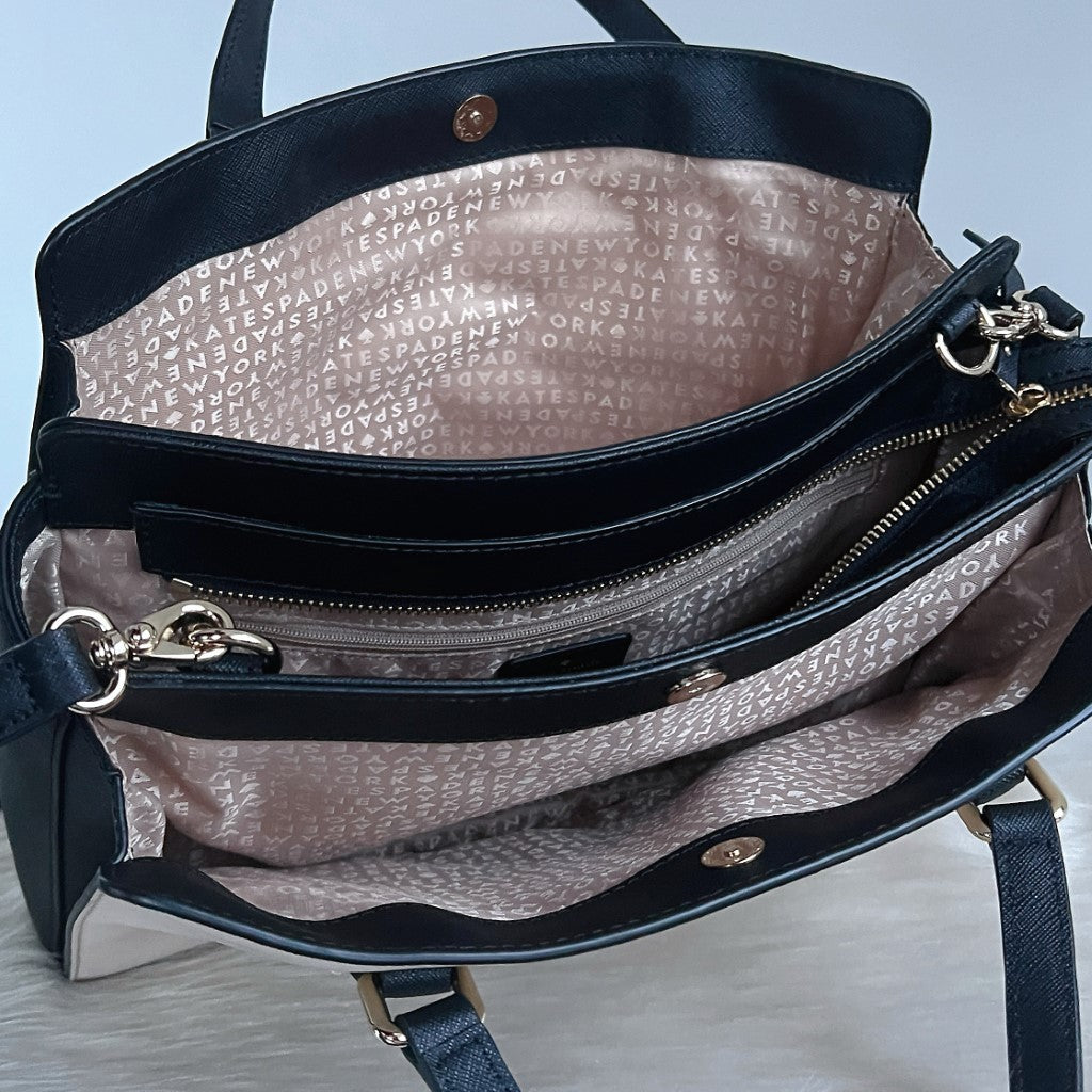 Kate Spade Two Tone Leather Triple Compartment 2 Way Shoulder Bag Excellent