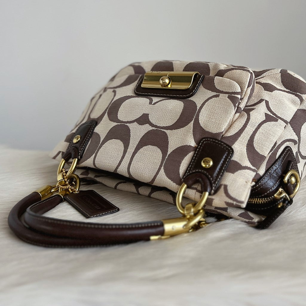 Coach Signature Monogram Front Pocket Tote Bag