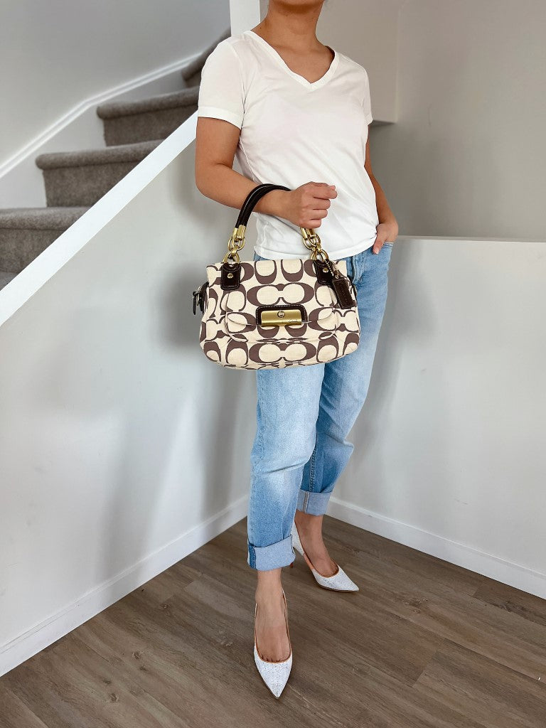 Coach Signature Monogram Front Pocket Tote Bag