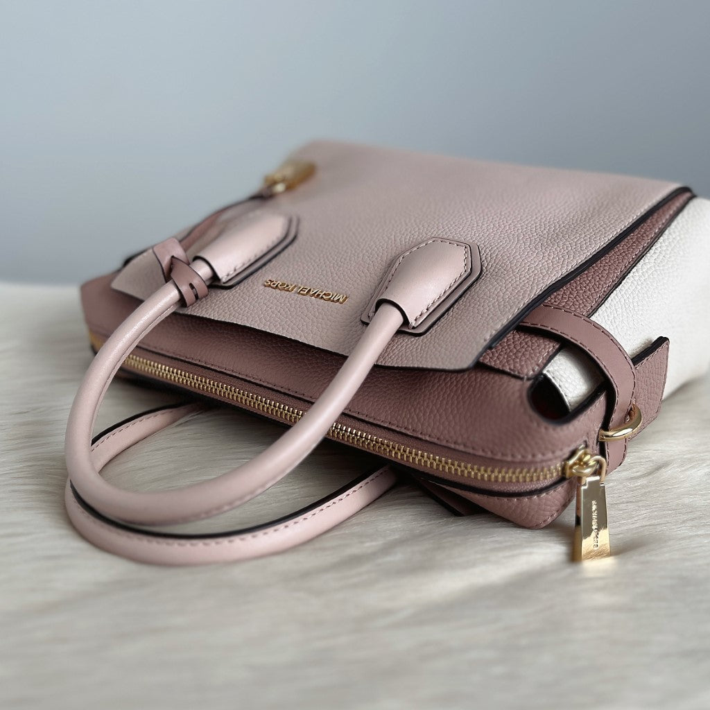 Michael Kors Tri-Tone Leather Triple Compartment Career 2 Way Shoulder Bag