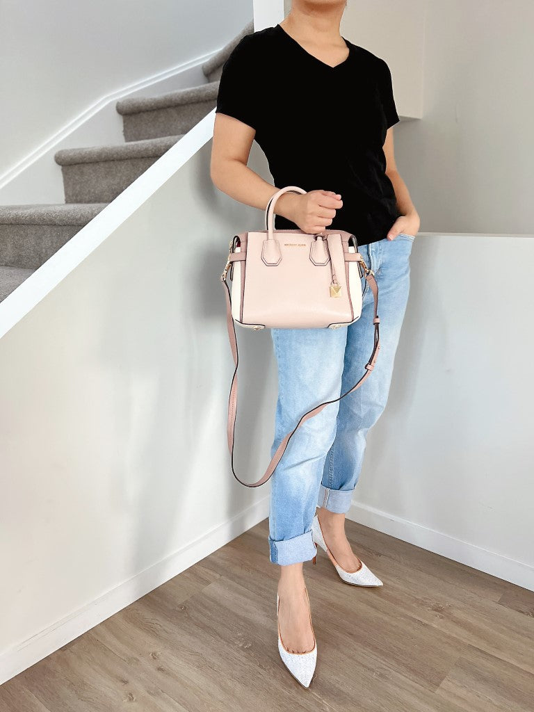 Michael Kors Tri-Tone Leather Triple Compartment Career 2 Way Shoulder Bag