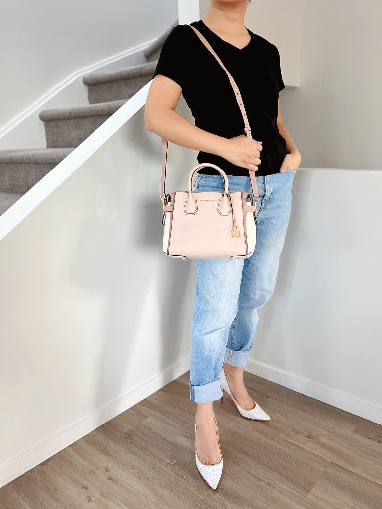 Michael Kors Tri-Tone Leather Triple Compartment Career 2 Way Shoulder Bag