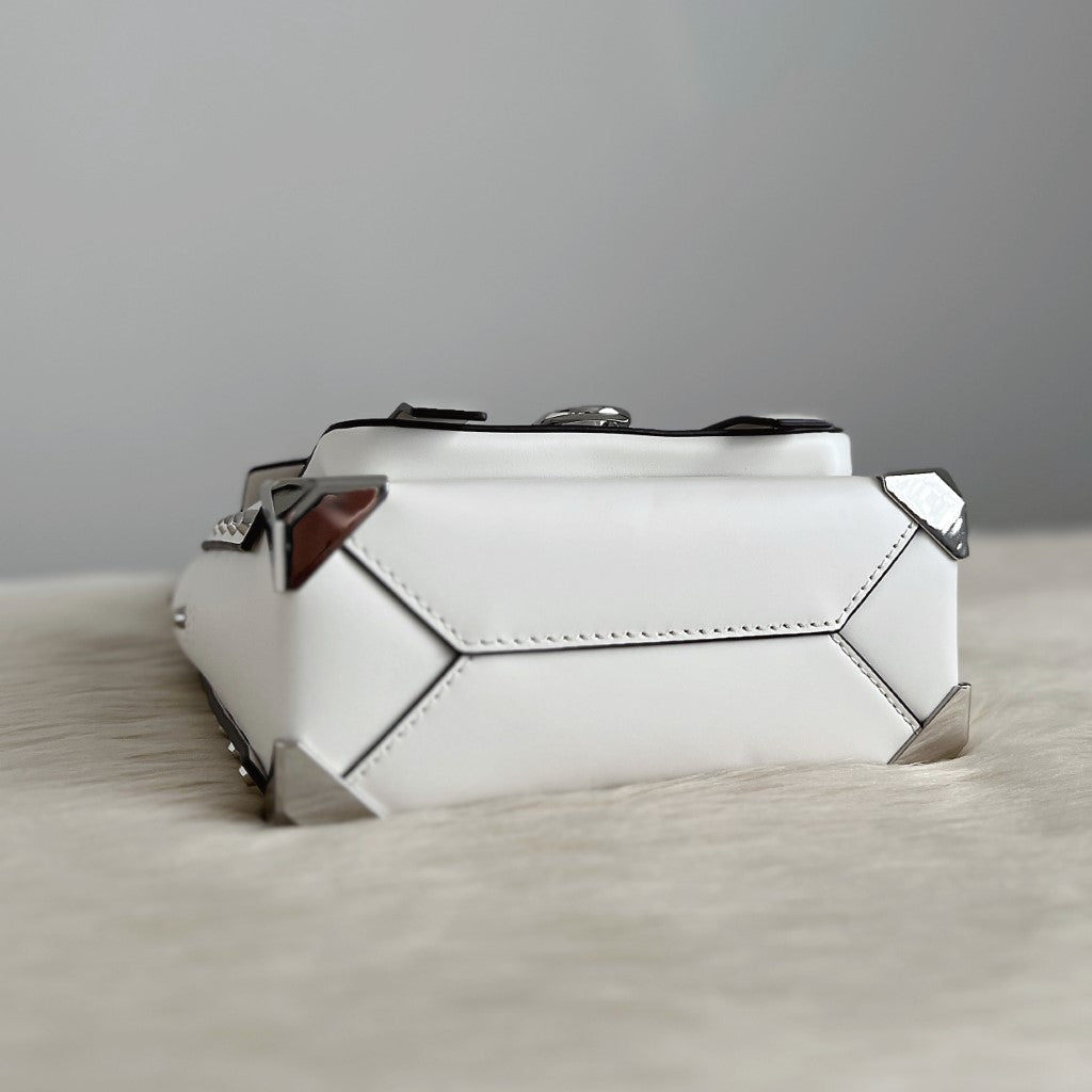 Michael Kors White Leather Studded Detail Crossbody Shoulder Bag Excellent