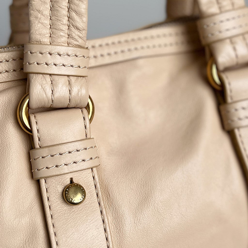 Marc Jacobs Beige Leather Front Turn Lock 2 Way Shoulder Bag