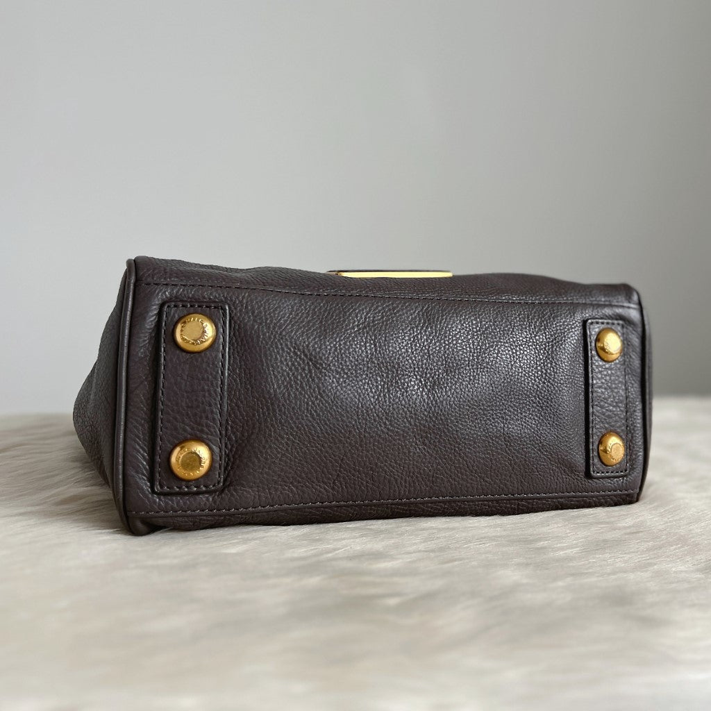 Marc Jacobs Taupe Leather Top Handle 2 Way Shoulder Bag