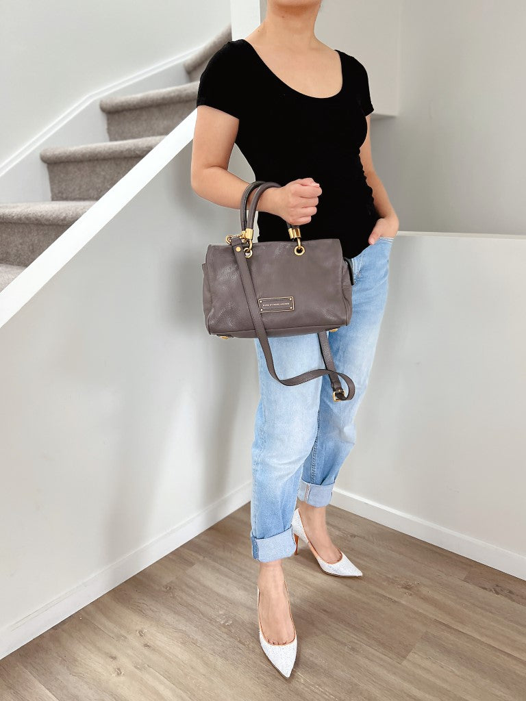 Marc Jacobs Taupe Leather Top Handle 2 Way Shoulder Bag
