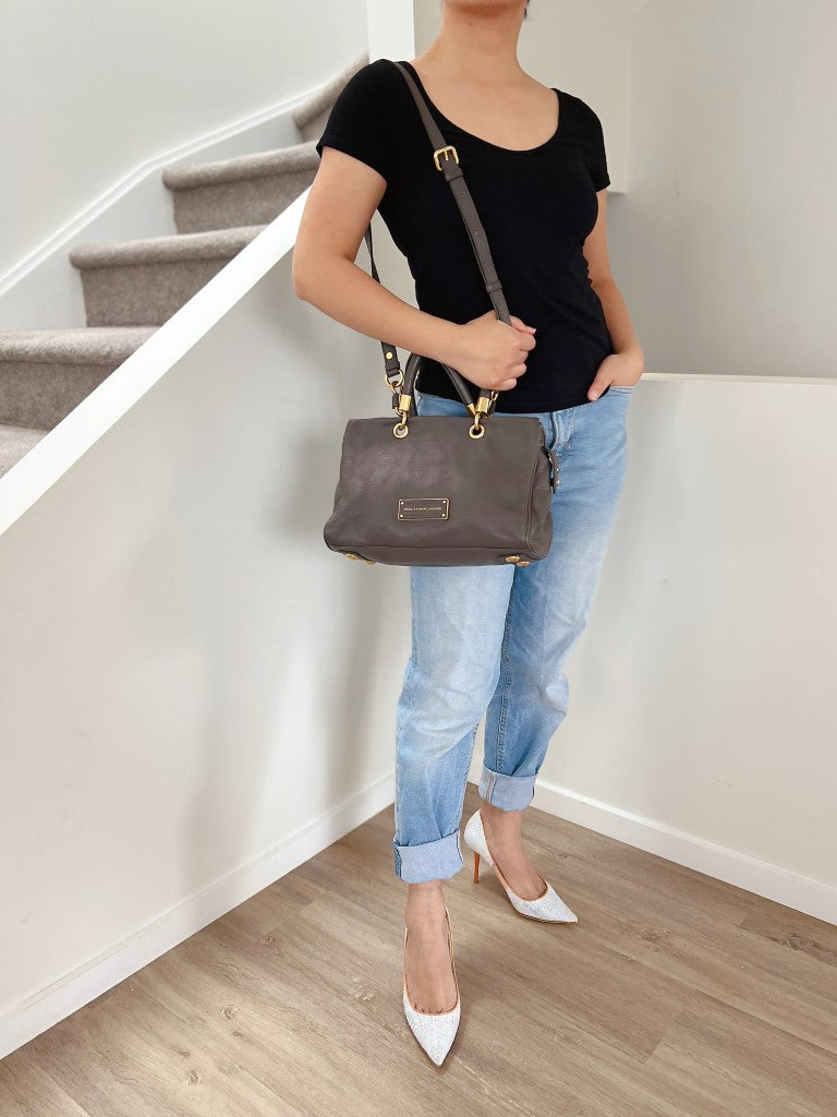 Marc Jacobs Taupe Leather Top Handle 2 Way Shoulder Bag