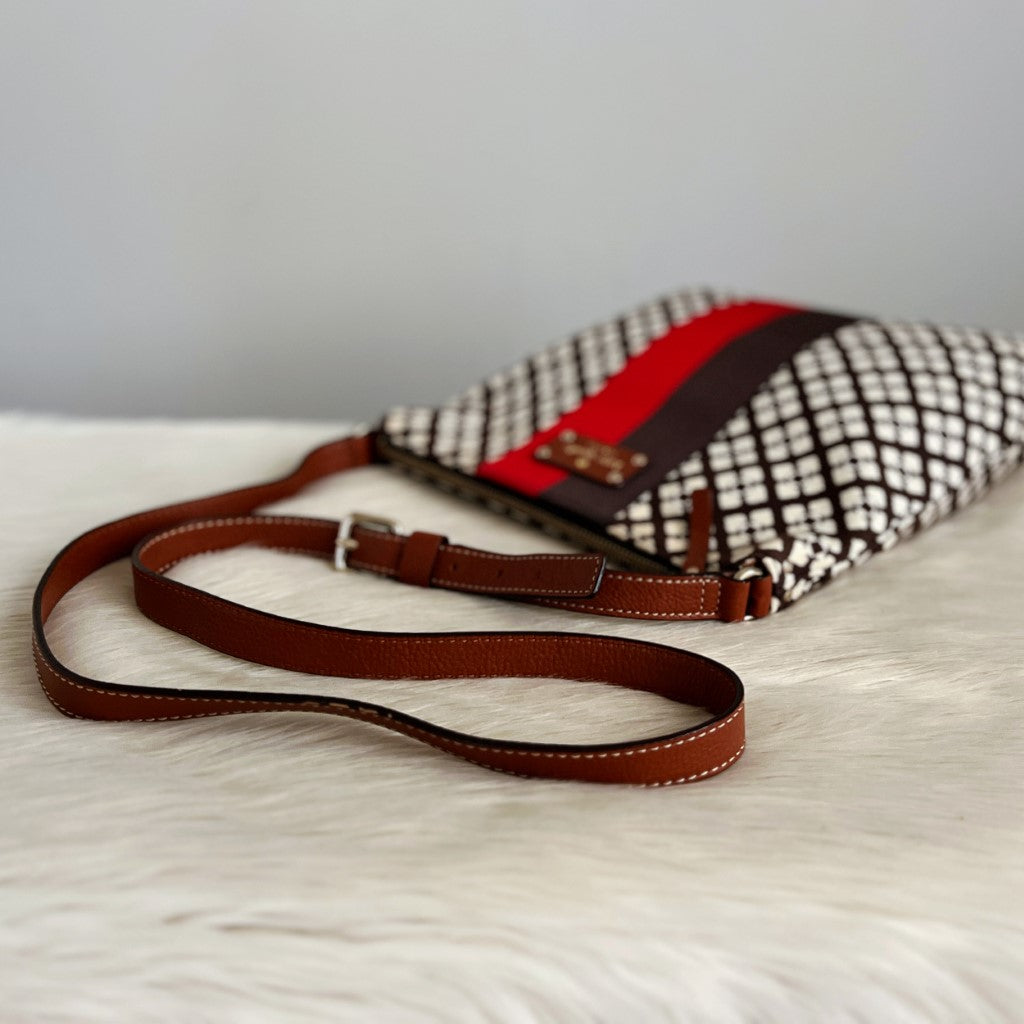 Kate Spade Caramel Leather Colour Block Messenger Crossbody Shoulder Bag Excellent