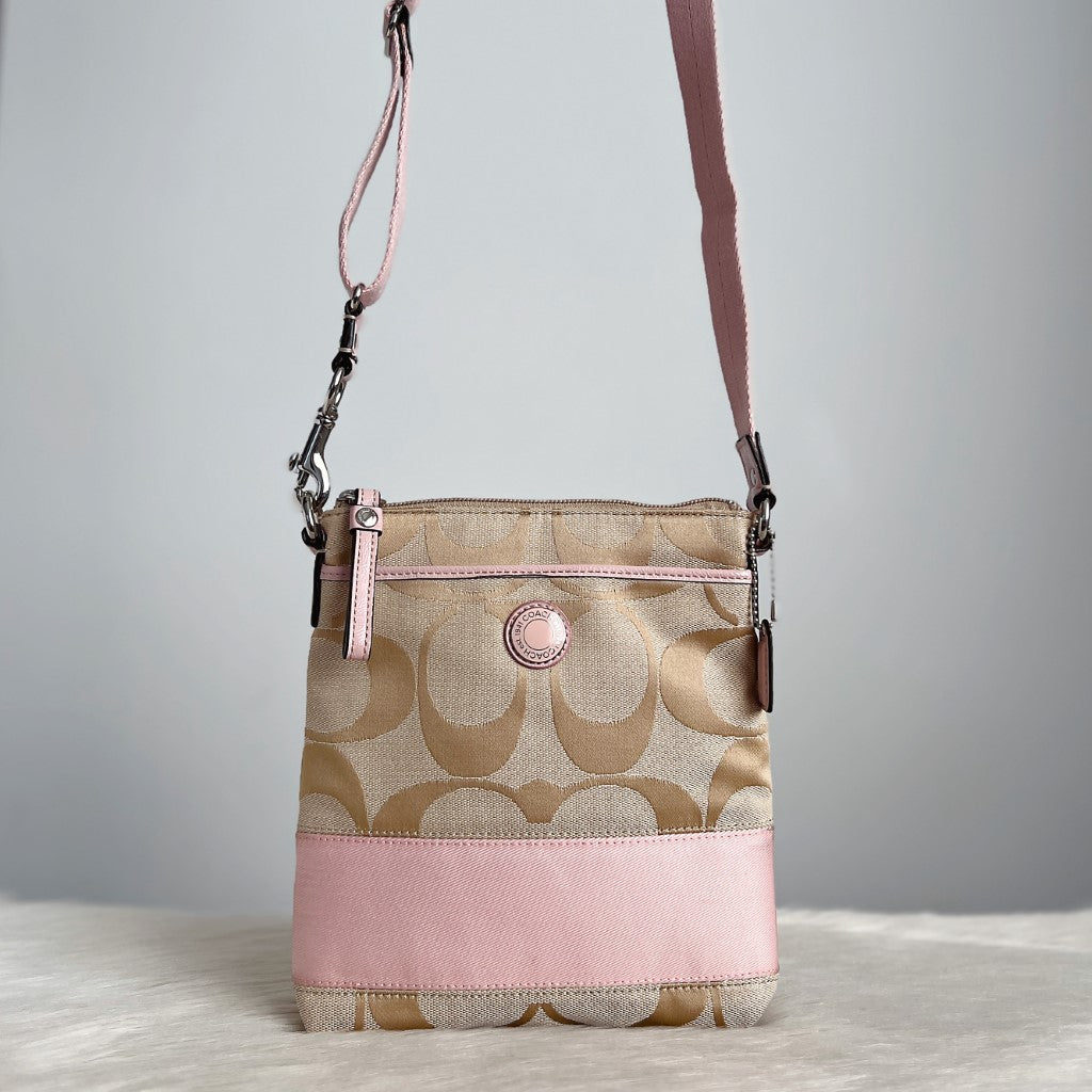 Coach Pink Block Monogram Small Crossbody Shoulder Bag