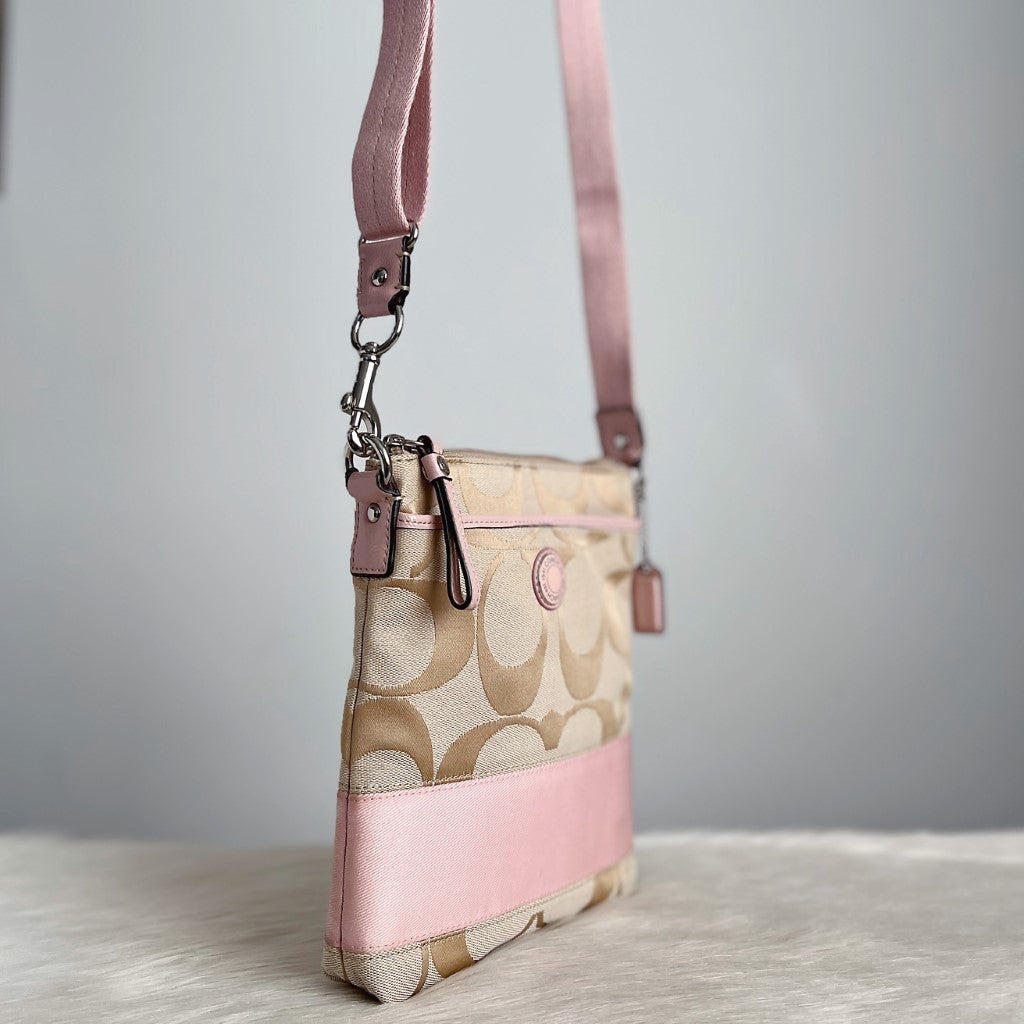 Coach Pink Block Monogram Small Crossbody Shoulder Bag