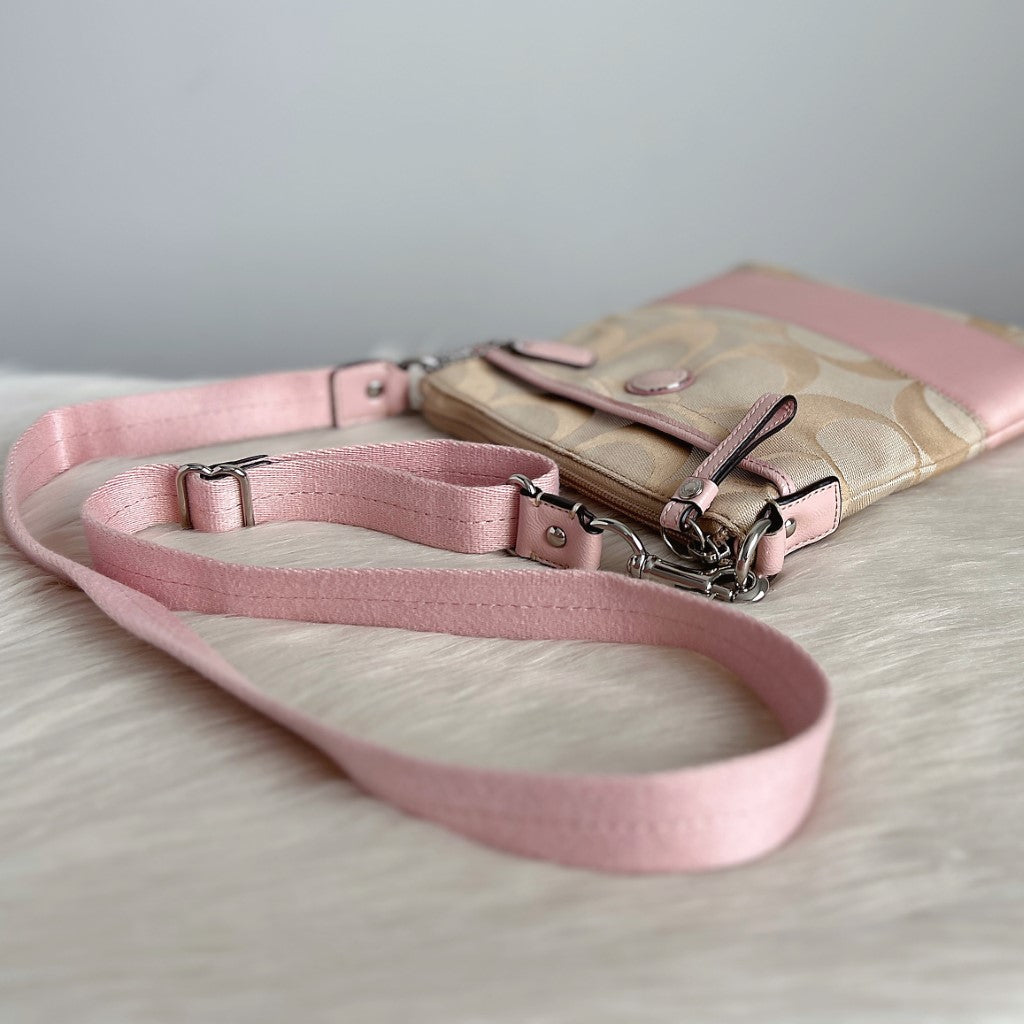 Coach Pink Block Monogram Small Crossbody Shoulder Bag