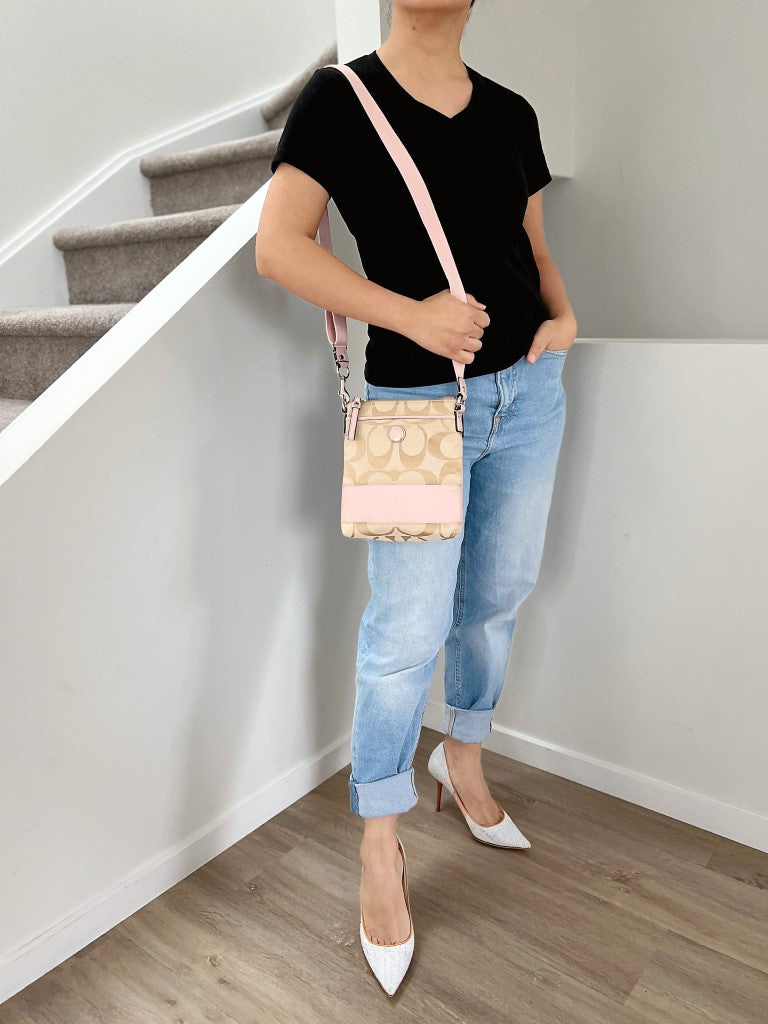 Coach Pink Block Monogram Small Crossbody Shoulder Bag