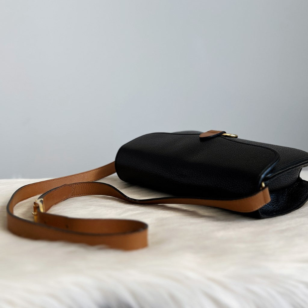 Christian Dior Two Tone Leather Crossbody Shoulder Bag Excellent