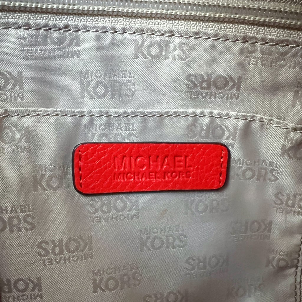 Michael Kors Bright Red Leather MK Tassel Charm 2 Way Shoulder Bag
