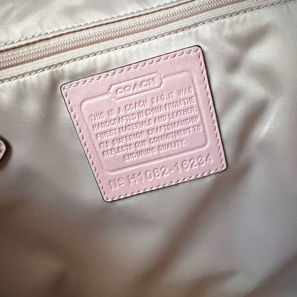 Coach Pink Leather Tassel Charm Triple Compartment Shoulder Bag