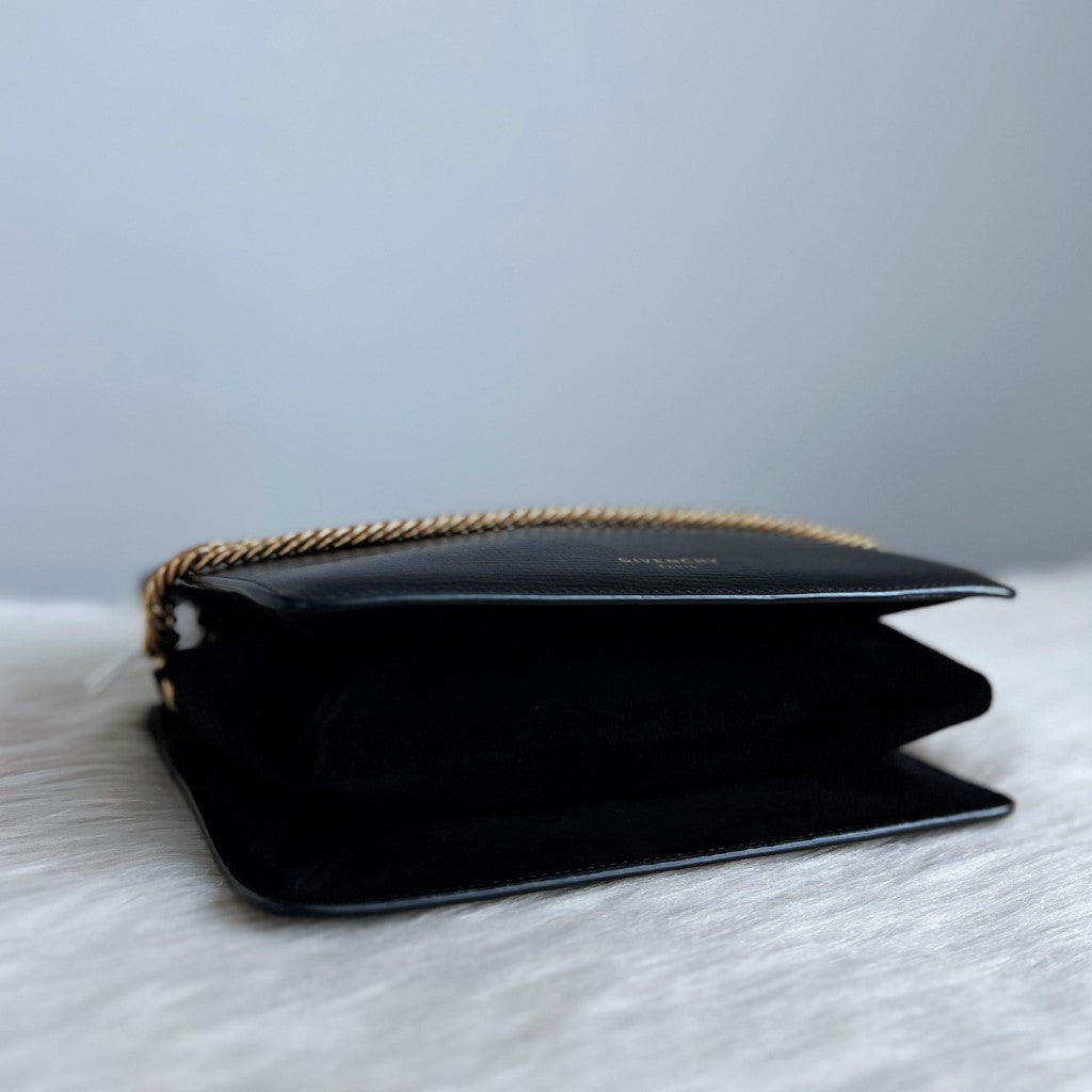 Givenchy Black Leather Suede Patchwork Chain Detail Crossbody Shoulder Bag New with Tags