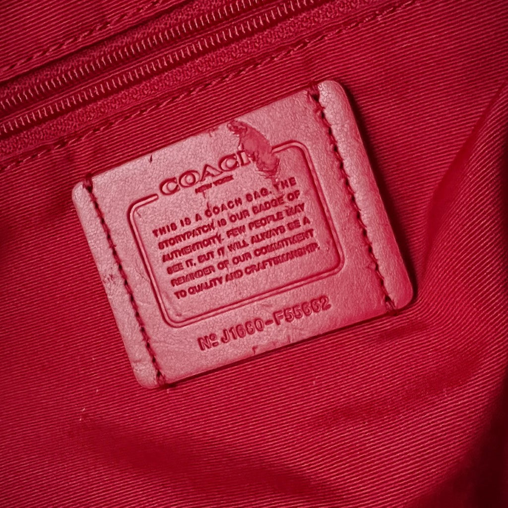 Coach Red Leather Front Logo Carryall 2 Way Shoulder Bag